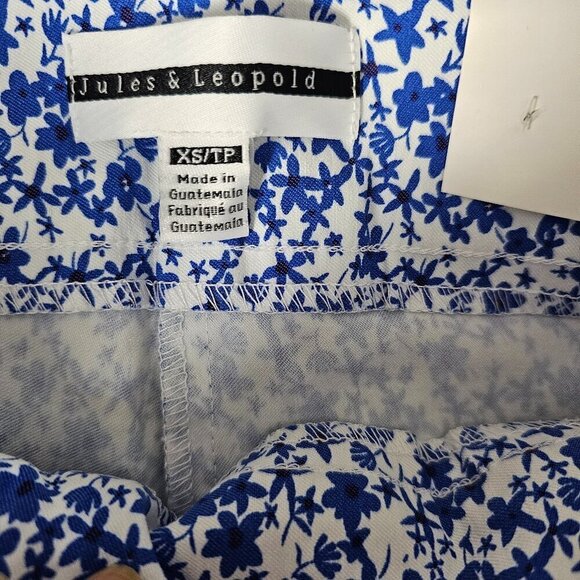 Jules & Leopold Floral Cropped High Waist Blue And White Pull On Capri Pants - Picture 2 of 8